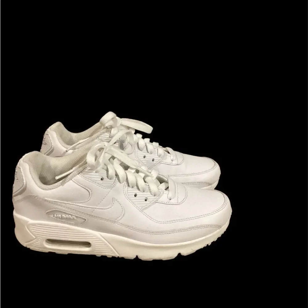 Nike Air Max 90 Trainers Triple White Leather - US 4.5 Y- CD6864-100 (2019)